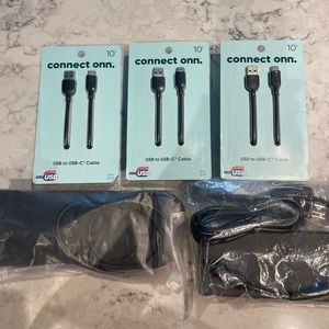 Three usb to usb c cable and two dell dock stations.